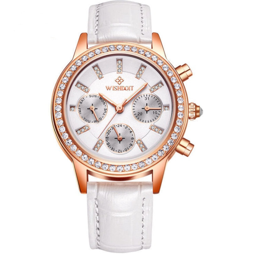WISHDOIT Horloge voor meisjes, waterdicht roestvrij staal, modekalender, glow in the dark, dameshorloge met quartz analoog en elegant polshorloge