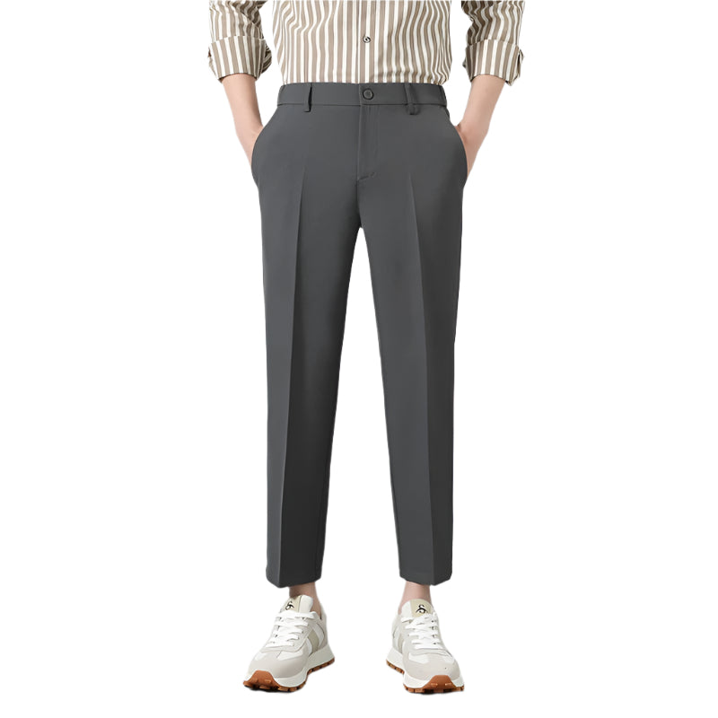 Heren modieuze zakelijke casual formele broek effen kleur polyester rits gulp micro elasticiteit heren casual formele broek