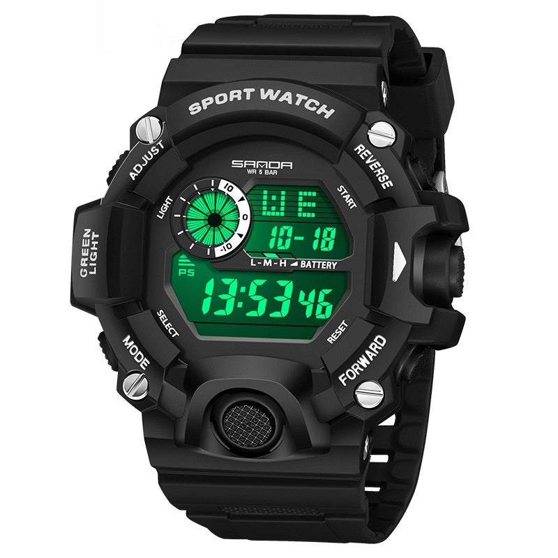SANDA 326 New Arrival Electronic Digital Movement Dial LED Display Luminous Waterproof Outdoor Sports Men's Wrist Watch