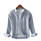 Heren casual minimalistisch overhemd met lange mouwen