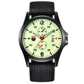 Orologio da polso da uomo al quarzo analogico, impermeabile, in nylon militare, con data, da uomo, con calendario, al quarzo