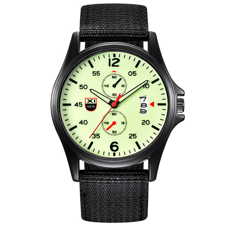 Orologio da polso da uomo al quarzo analogico, impermeabile, in nylon militare, con data, da uomo, con calendario, al quarzo