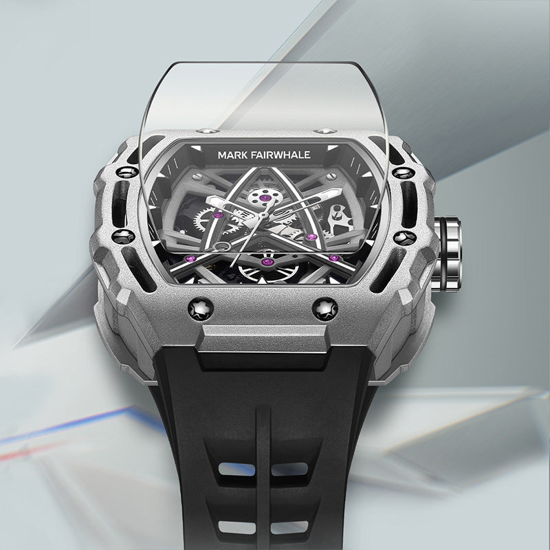 Orologio meccanico automatico cavo a forma di barile da uomo