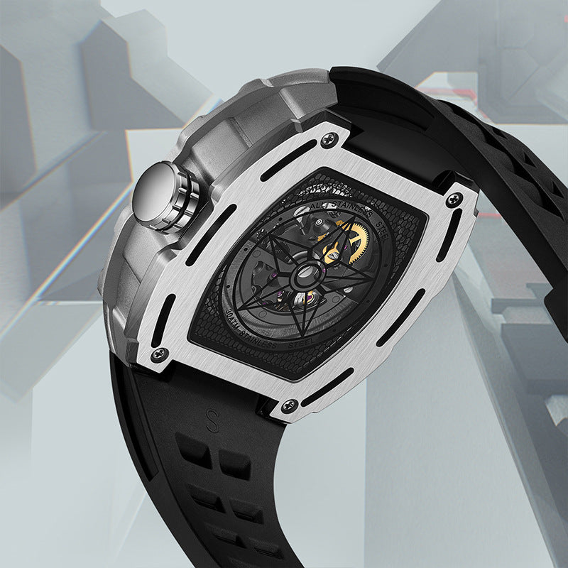 Orologio Automatico Meccanico Uomo Mark Fairwhale FW-6650 a Barile Scheletrato