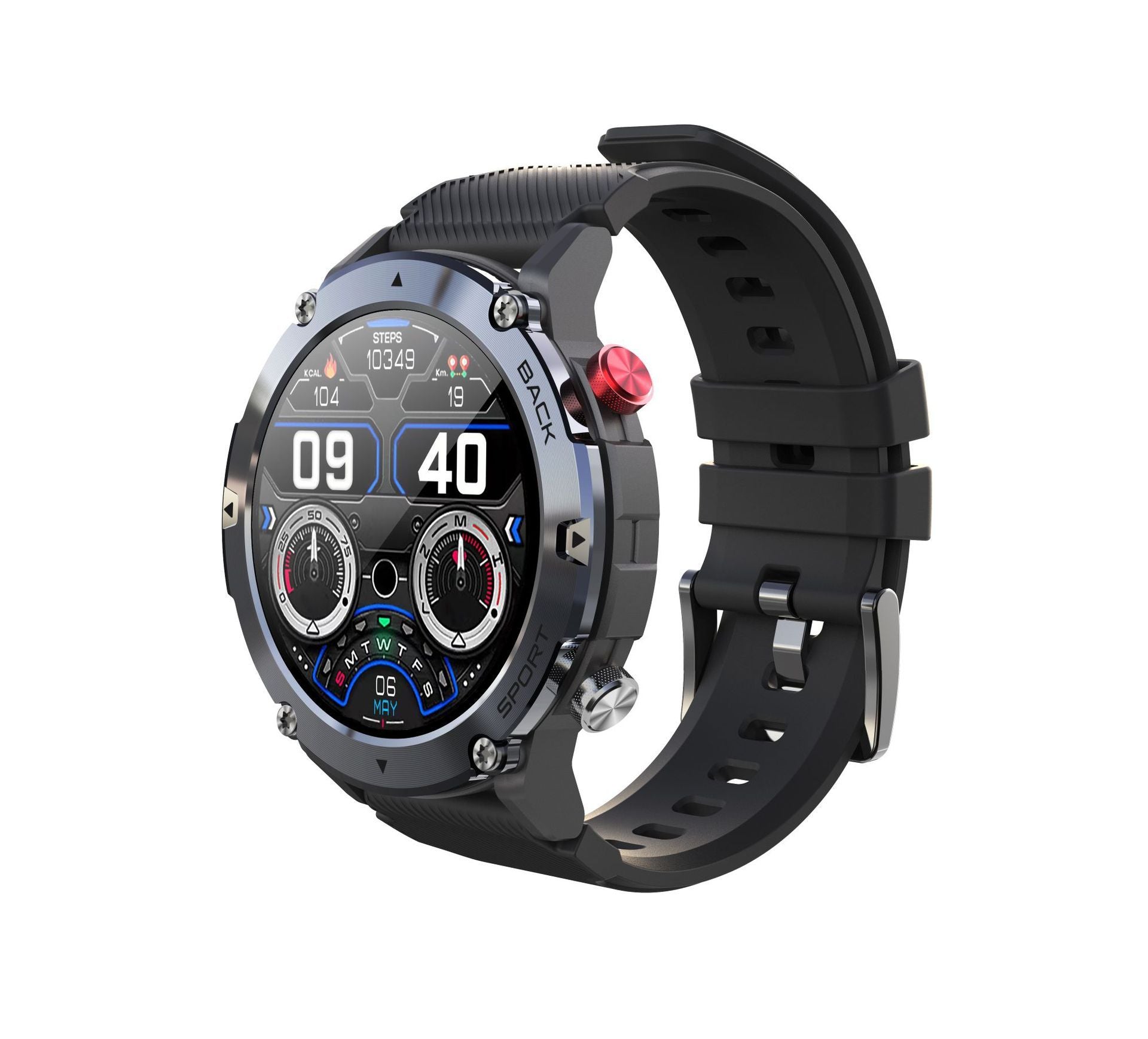 Smartwatch voor heren, Bluetooth, IP67, waterdichte fitness-hartslagmeter, smartwatch voor iOS en Android