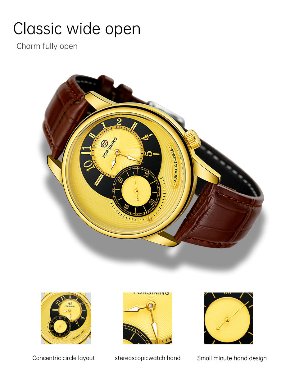 Men's FORSINING New Men's Watches Fashion Luxury Brand Genuine Leather Classic Wristwatches
