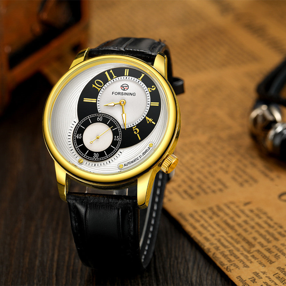 Men's FORSINING New Men's Watches Fashion Luxury Brand Genuine Leather Classic Wristwatches