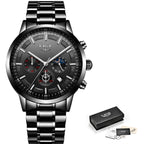 Men's personality fashion trend casual waterproof moon phase quartz watch