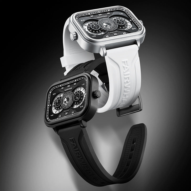Multifunctioneel herenhorloge met dubbele inzetstukken, waterdicht en lichtgevend