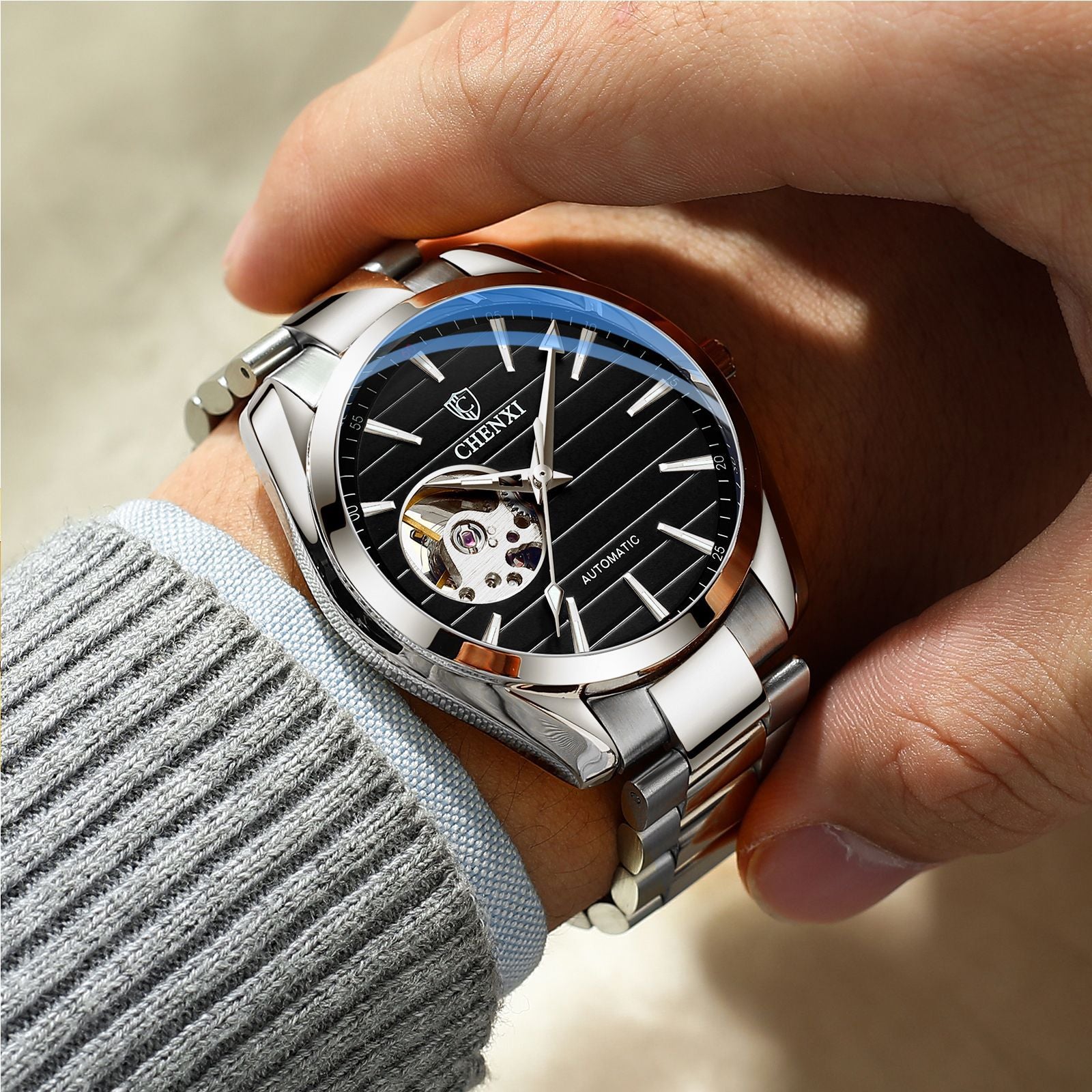 CHENXI 8816 Men Business Casual Automatic Steel Band Watch - Acquisti Online