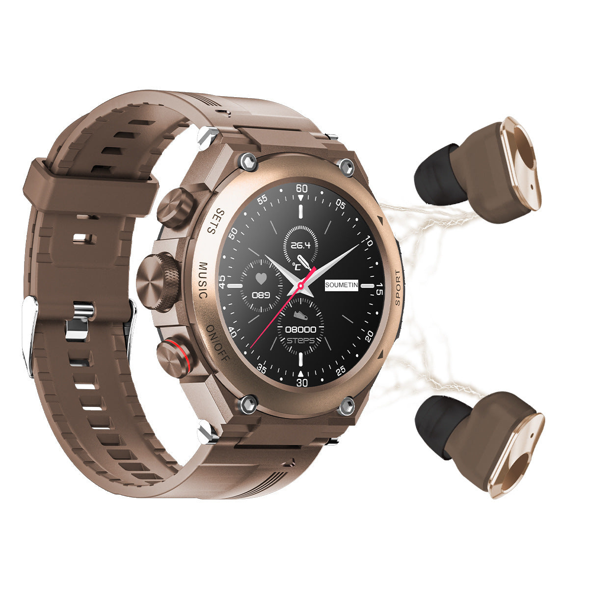 Orologio intelligente T92, auricolari wireless, fitness tracker, musica, promemoria intelligente, chiamata vocale, frequenza cardiaca, pressione sanguigna, orologio intelligente da uomo