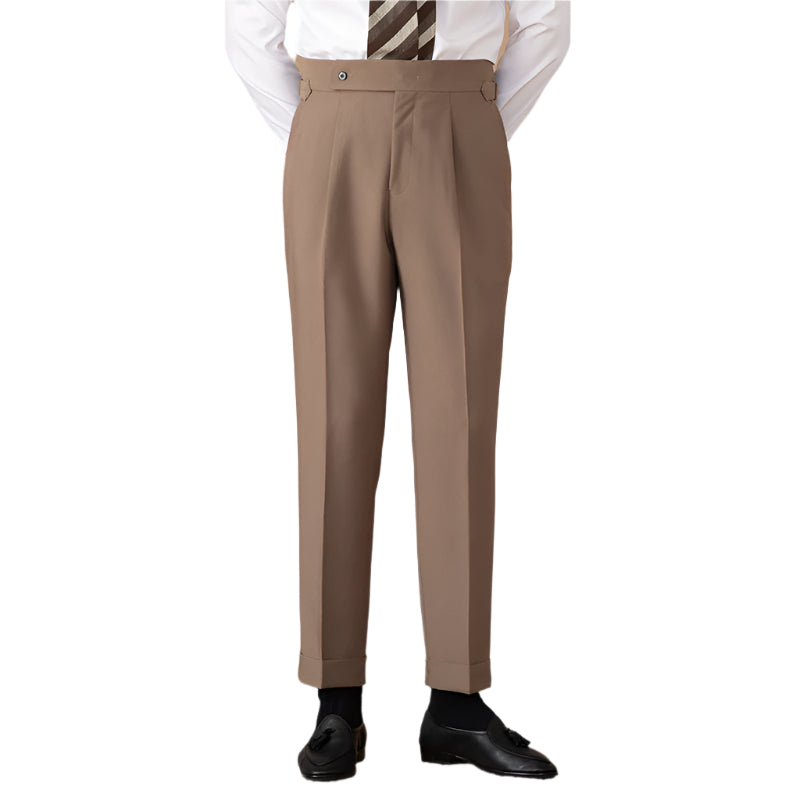 Fashion Advanced Design Men's High Waist Pure Color Straight Suit Pants