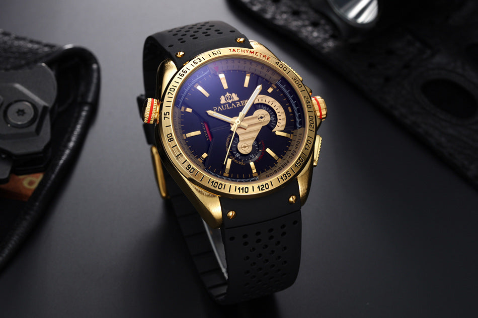 Orologio da uomo classico PAULAREIS meccanico automatico multifunzionale con nastro nottilucente
