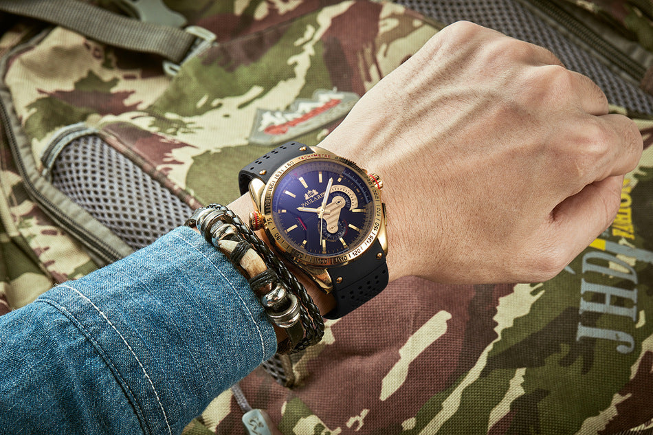 Orologio da uomo classico PAULAREIS meccanico automatico multifunzionale con nastro nottilucente