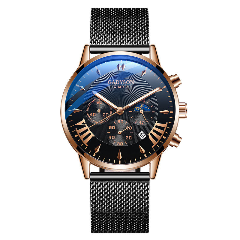 Men's watch high-end buckle steel watch