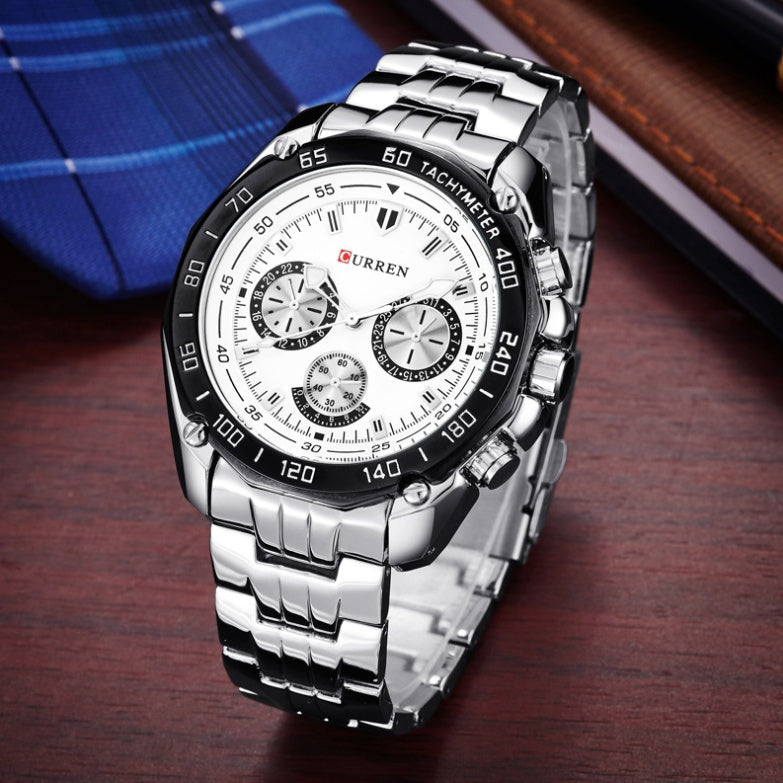 Fashion Trend Three-eye Watch Upscale Men's Steel Watch