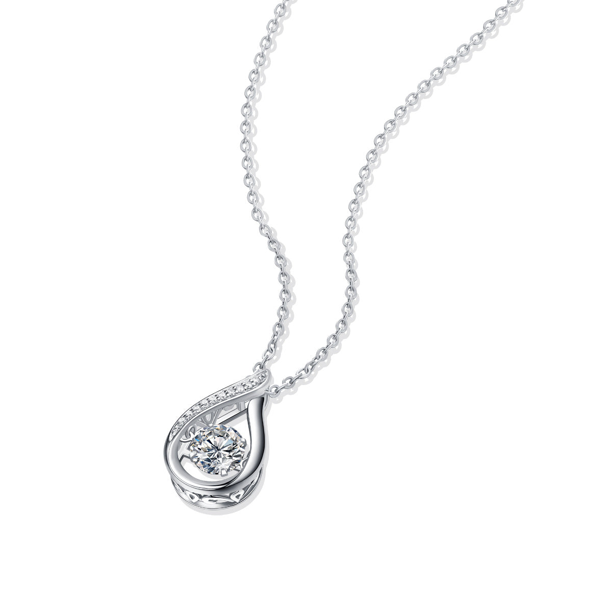 Women Luxury Necklace Moissanite Diamond Pendant Necklace Water Drop Shaped Dazzling Round Imitated Necklaces
