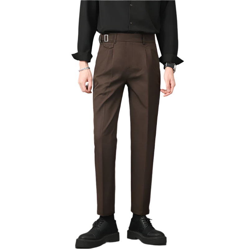 Heren modieuze zakelijke casual formele broeken micro-elasticiteit midden taille herenbroeken slim fit heren casual broeken