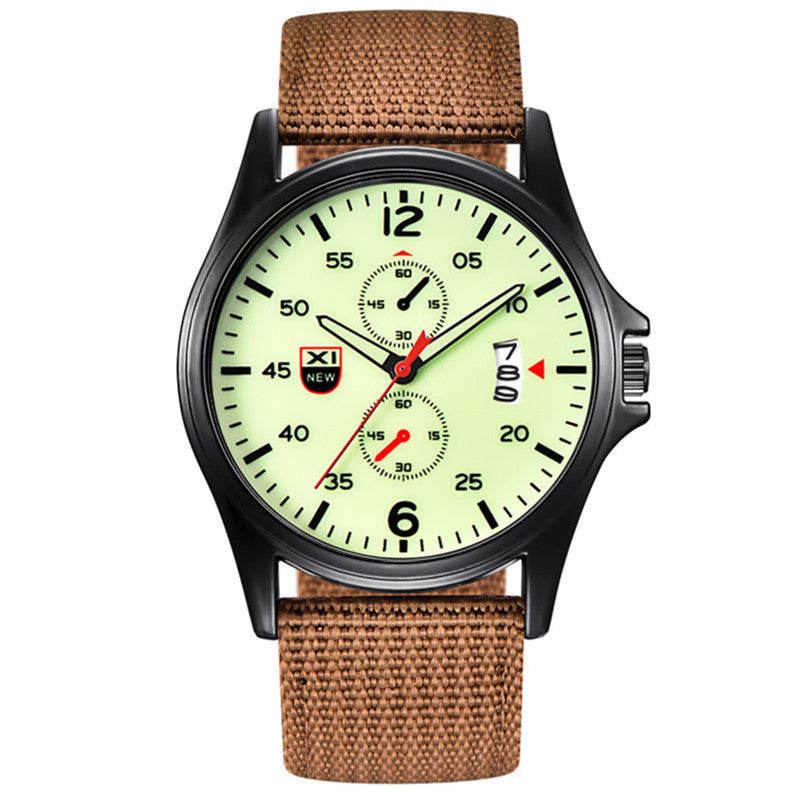 Orologio da polso da uomo al quarzo analogico, impermeabile, in nylon militare, con data, da uomo, con calendario, al quarzo