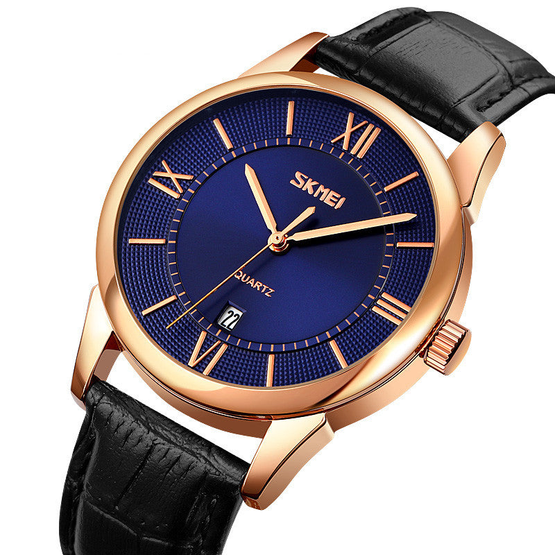Skmei Men's Quartz Watches Waterproof Stainless Steel Original Leather Strap Waterproof Luxury Wristwatches