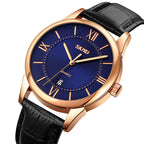 Skmei Men's Quartz Watches Waterproof Stainless Steel Original Leather Strap Waterproof Luxury Wristwatches