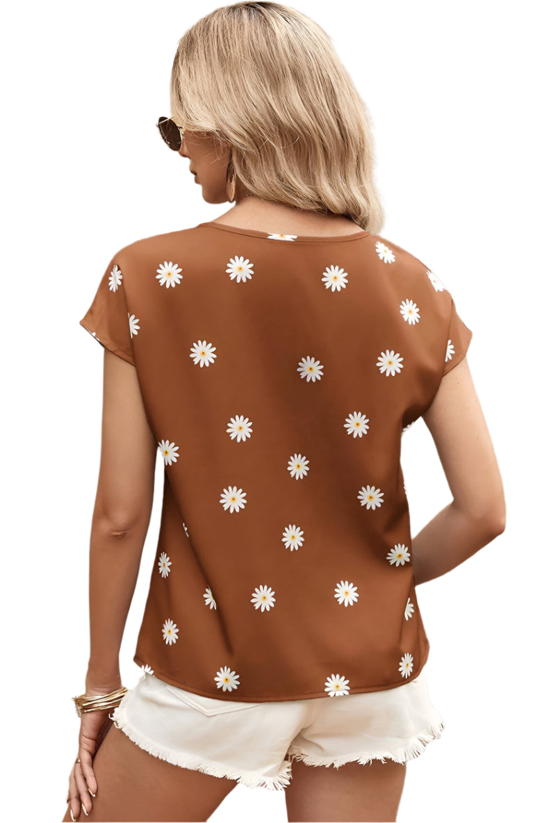 Modieus dun, ademend T-shirt met print voor dames, casual los T-shirt met korte mouwen, modieuze korte jurk voor dames