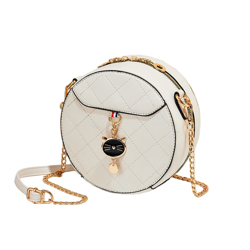 Kleine ronde tas voor dames, grote capaciteit, schoudertas voor dames, modieuze kettingriem, crossbodytas voor dames