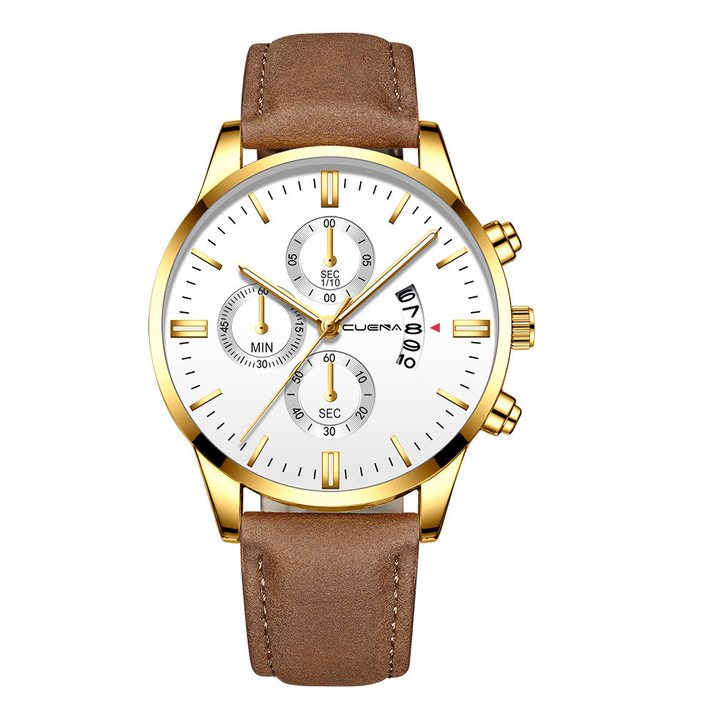 Men's Business Watch Three-eye six-point scale with calendar watch
