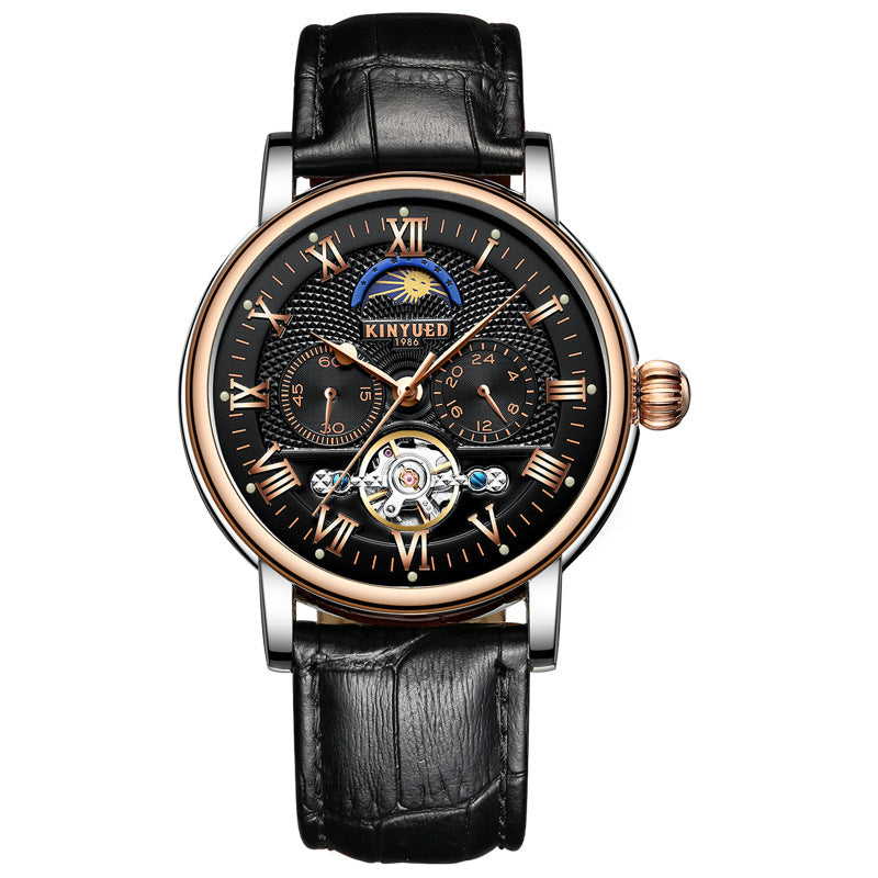 Orologi da polso da uomo alla moda con tourbillon vuoto, orologio da polso meccanico automatico