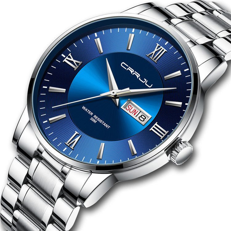 CRRJU Men's Classic Fashion Watch Automatic Quartz Movement Steel Band Waterproof Man Watch - Acquisti Online
