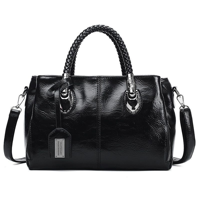 Luxe handtas voor dames, originele olie-was leren damestas, grote capaciteit, meerdere ritsvakken, schoudertas voor dames