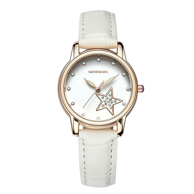 SANDA Ribbon Calendar Modieus Waterdicht Leren Riem Diamant Dames Luxe Creatieve Sport Quartz Horloge