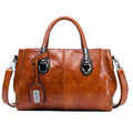 Luxe handtas voor dames, originele olie-was leren damestas, grote capaciteit, meerdere ritsvakken, schoudertas voor dames