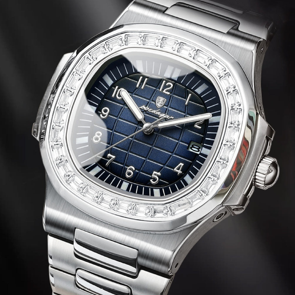POEDAGAR Man Luxury Fashion Rhinestone Crafted Steel Band Watch - Acquisti Online
