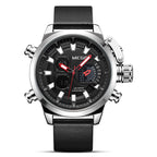Multifunctionele wekker lichtgevend leren quartzhorloge