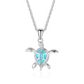 Modieuze damesketting met veelzijdige opalen sleutelbeenketting en schattige hanger in de vorm van een zeeschildpad van 925 sterling zilver.