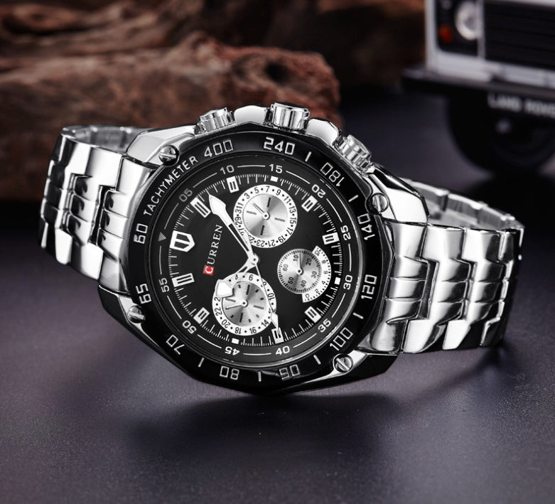 Fashion Trend Three-eye Watch Upscale Men's Steel Watch