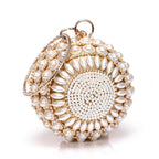 Women Retro Pearl Evening Clutch Bag Women Handheld Round Dress Bag Luxury Beaded Wedding Party Bag Banquet Bags