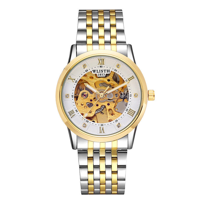 Orologio meccanico automatico da uomo in acciaio inossidabile, orologio impermeabile scheletrato vintage, orologio da uomo impermeabile luminoso