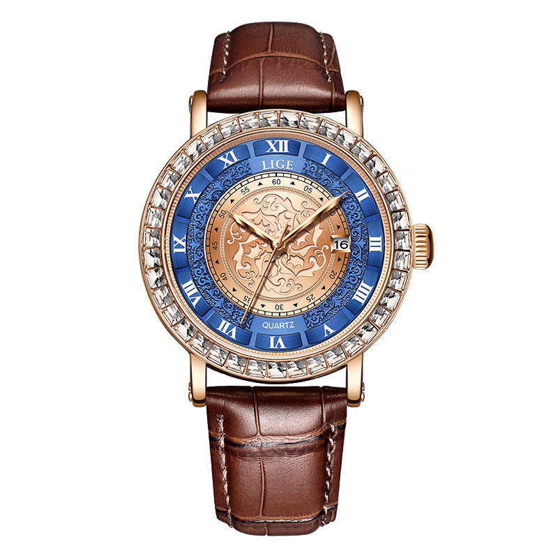 LIGE Original Women's Watch Top Luxury Fashion Watches Ladies Waterproof Leather Bracelet Quartz Woman Wristwatch - Acquisti Online