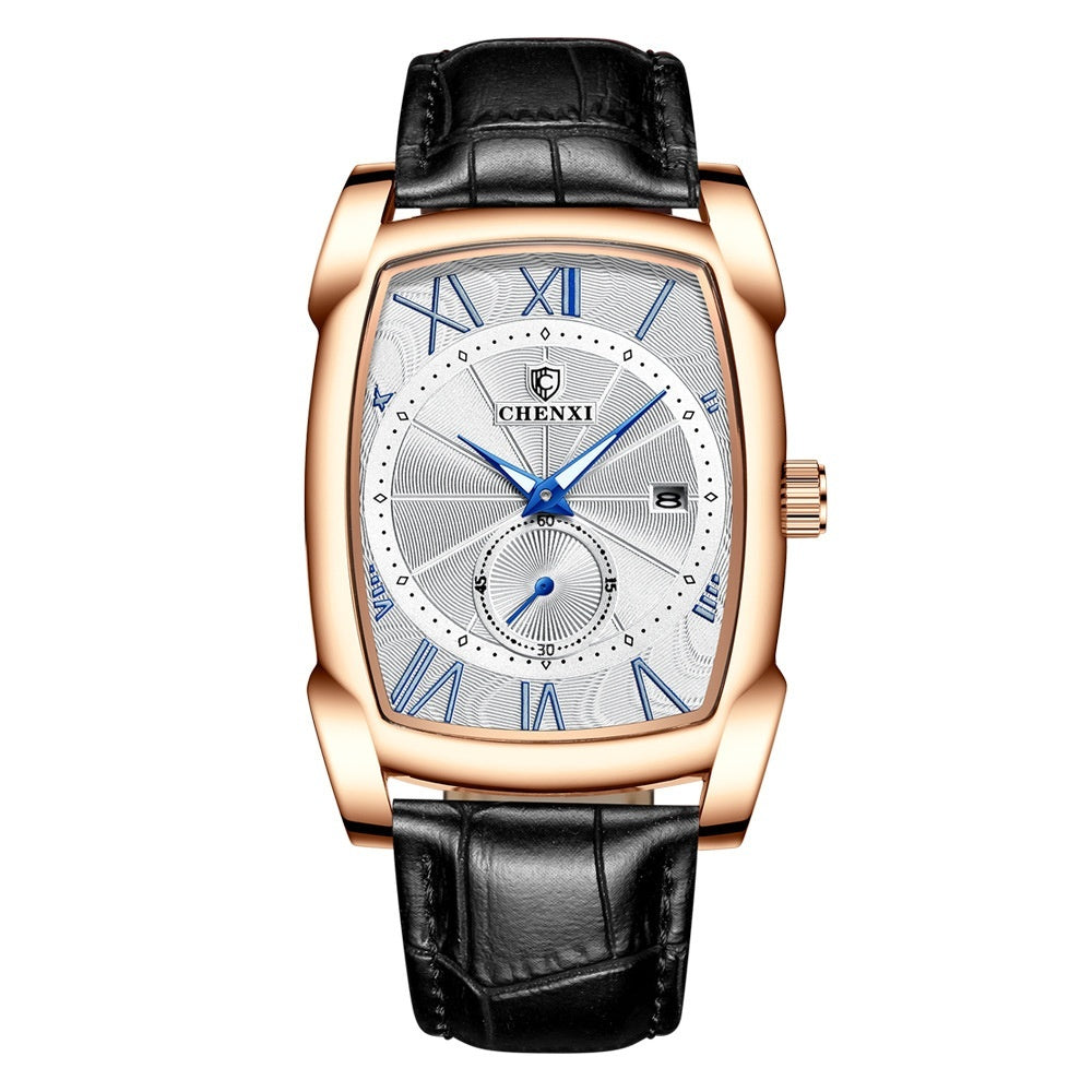 CHENXI Brand Vintage Men's Watch Retro Genuine Leather Strap Watches Roman Numerals Antique Square Men's Watches Waterproof Men's Luminous Calendar Fashion Quartz Watch - Acquisti Online