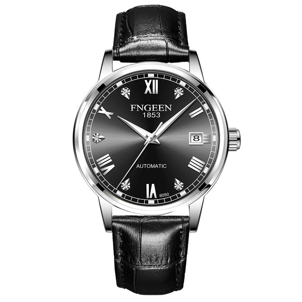 FNGEEN Top Brand Luxury Fashion Green Mechanical Watch for Men Stainless Steel Waterproof Sports Automatic Calendar Men's Watch - Acquisti Online