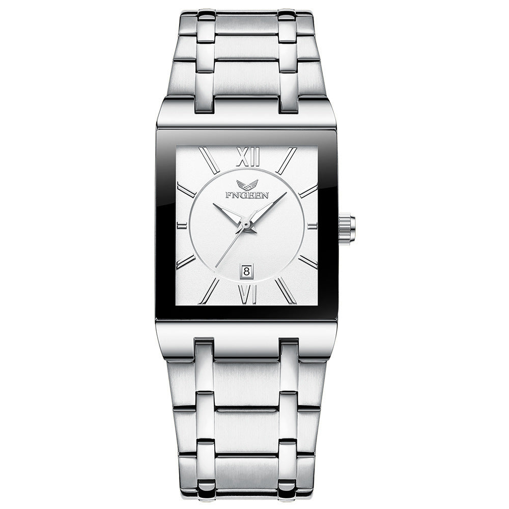 Men's Square Waterproof Band Calendar Quartz Watch