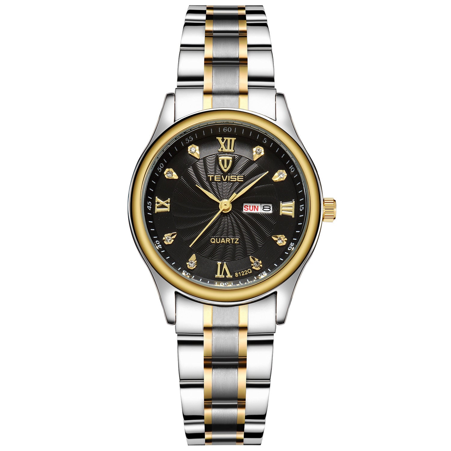 TEVISE Modieuze luxe gouden dameshorloges, armbandhorloges, waterdichte, modieuze quartz-stalen polshorloges