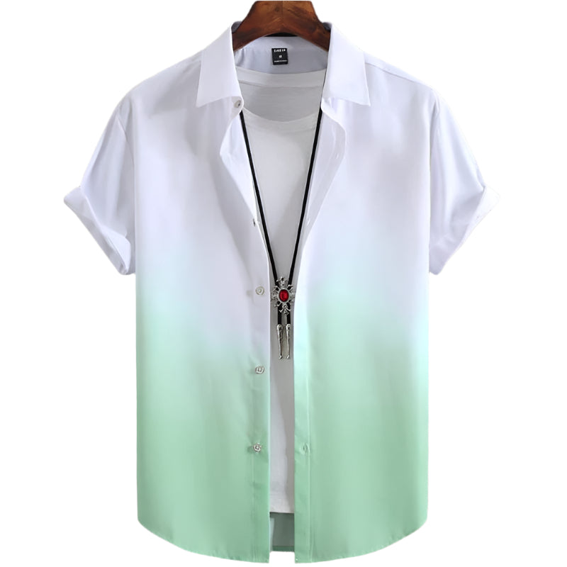 Men's Fashionable Casual Shirt Solid Color Floral 3D Printed Polyester Fiber Shirt Floral-Print Hawaiian Men's Casual Shirt