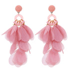 Handmade fabric floral earrings women's fashion exaggerated long earrings