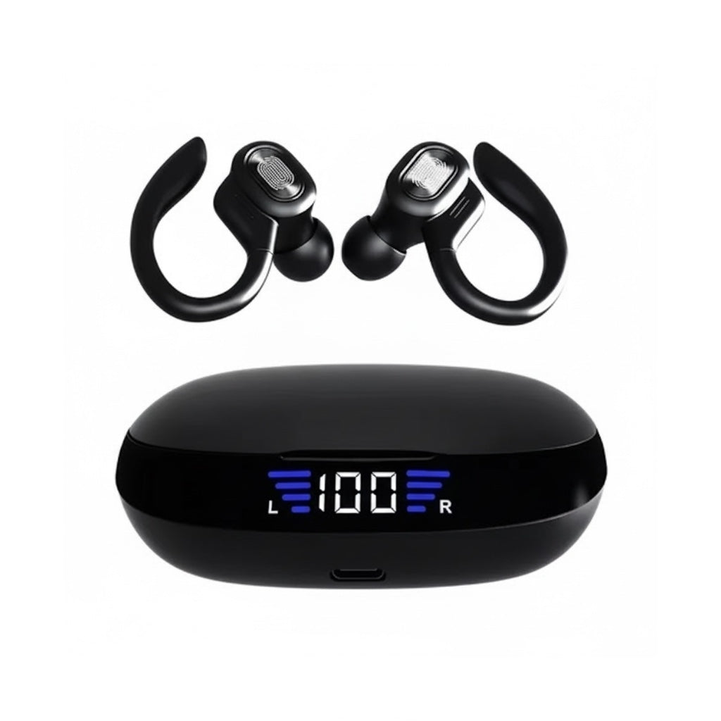 VV2 Draadloze Oordopjes Bluetooth Headset Binaurale Oorhaak Touch Control Hoofdtelefoon Met LED-scherm Hoofdtelefoon