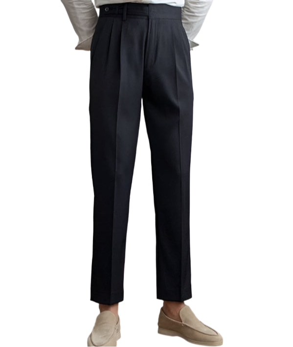 Fashion Mid-High Waist Straight Cropped British Pants Men's