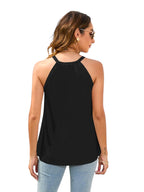Losse, casual T-shirt met ronde hals, mouwloos, kanten top voor dames