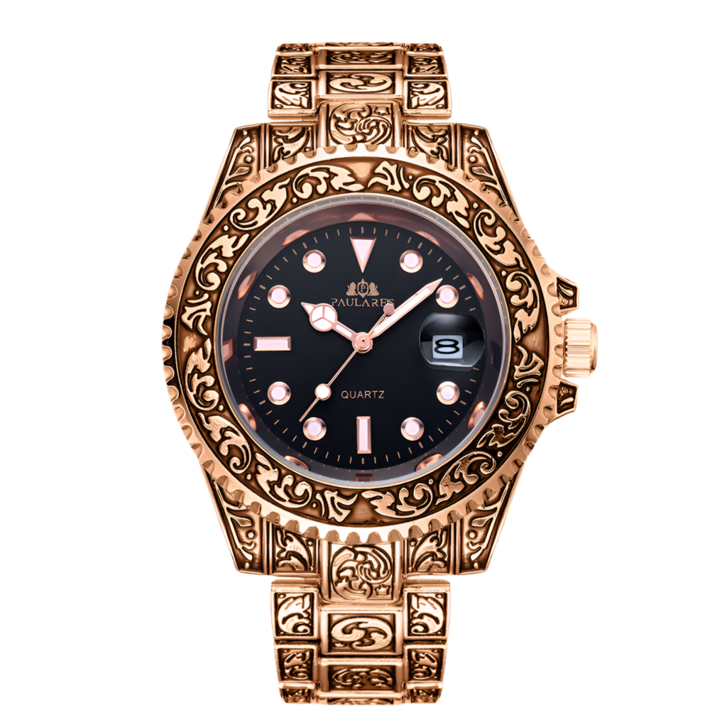 Paulares Men Quartz Movement Watch Carved Water Ghost Calendar Luminous Men's Watch - Acquisti Online